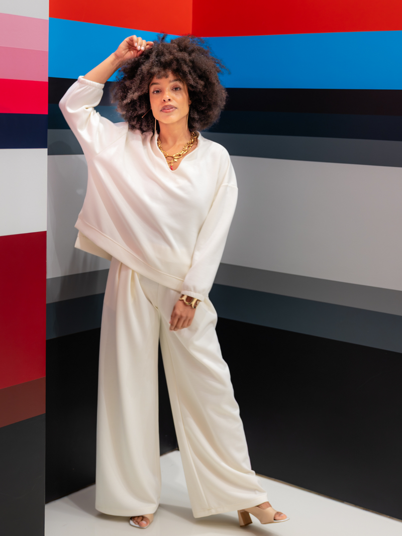 Black Rose Trousers Off White