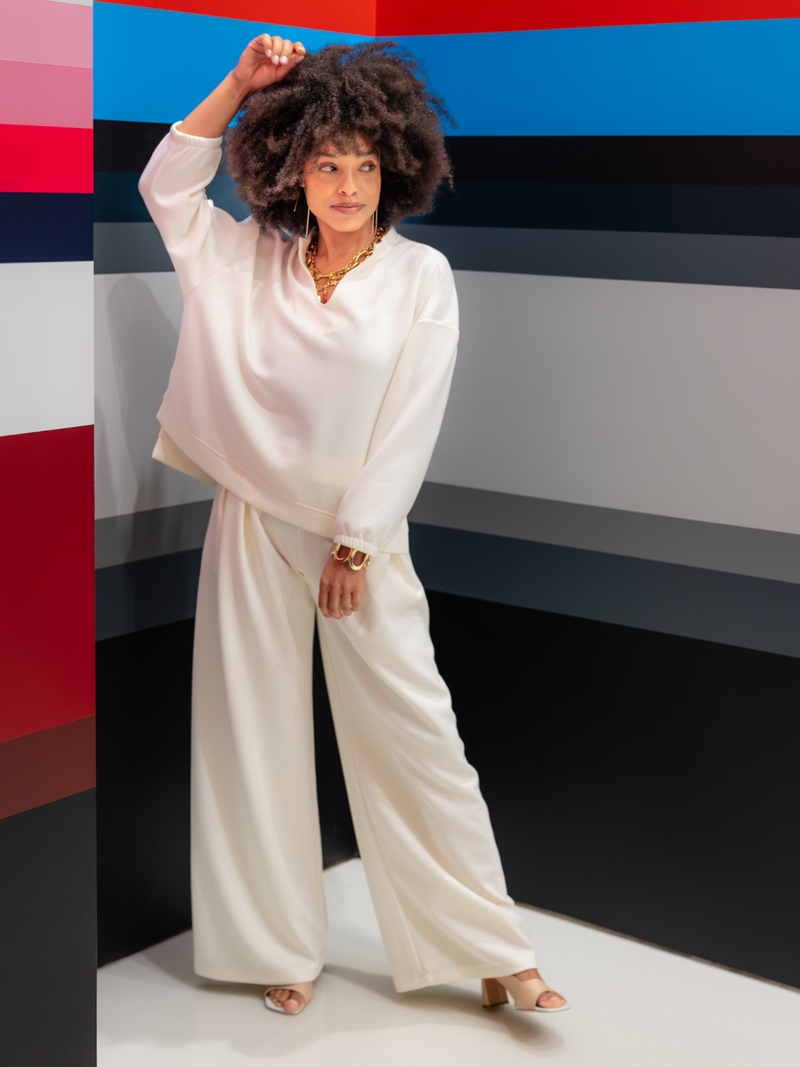 Black Rose Trousers Off White